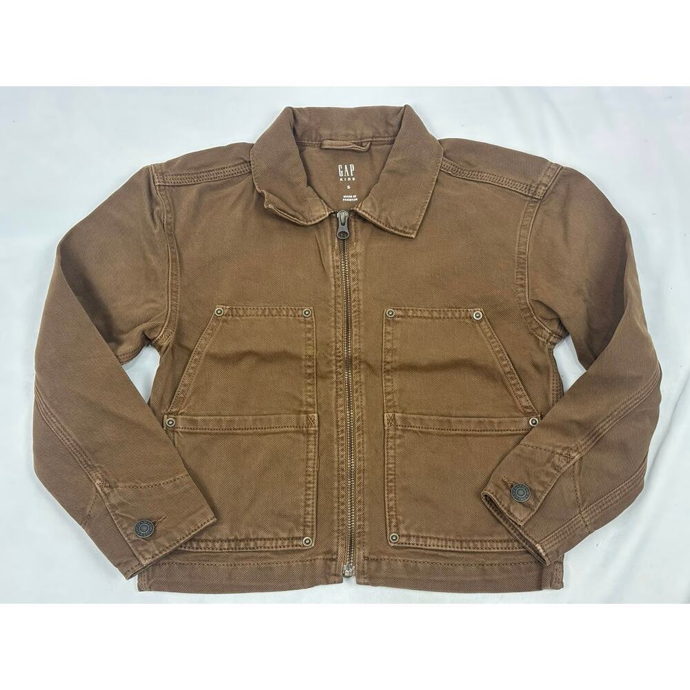 Gap Kids Brown Denim Carpenter Jacket Size S (6/7) Canvas Utility Workwear